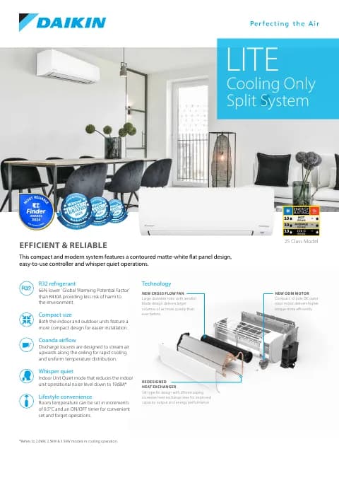 Cover of the Daikin Lite Cooling Only Split brochure