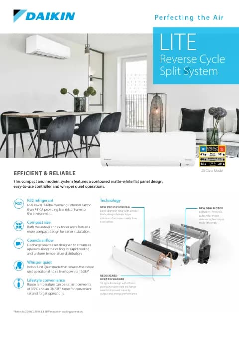 Cover of the Daikin Lite Reverse Cycle Split brochure