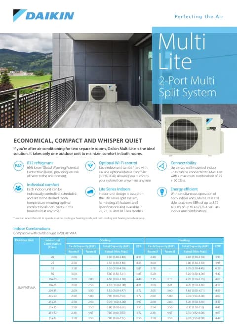 Cover of the Daikin Multi Lite brochure